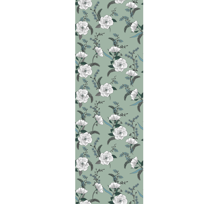 Elegant blossom green motif flowers wallpaper - TenStickers