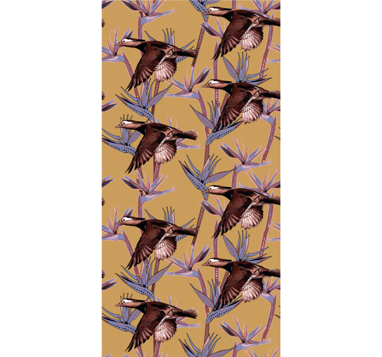 Flocking tropical motif birds in wallpaper - TenStickers