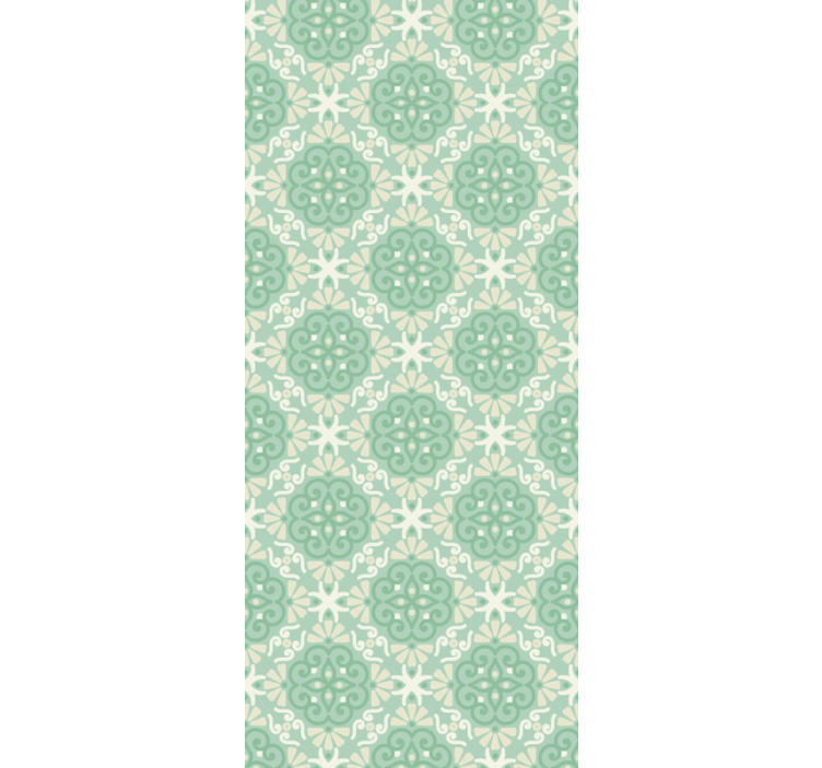 Soft green circular motif ornamental wallpaper - TenStickers