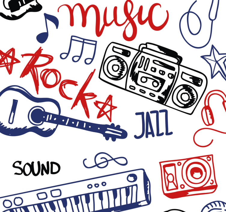 Music Elements lettering wallpaper - TenStickers