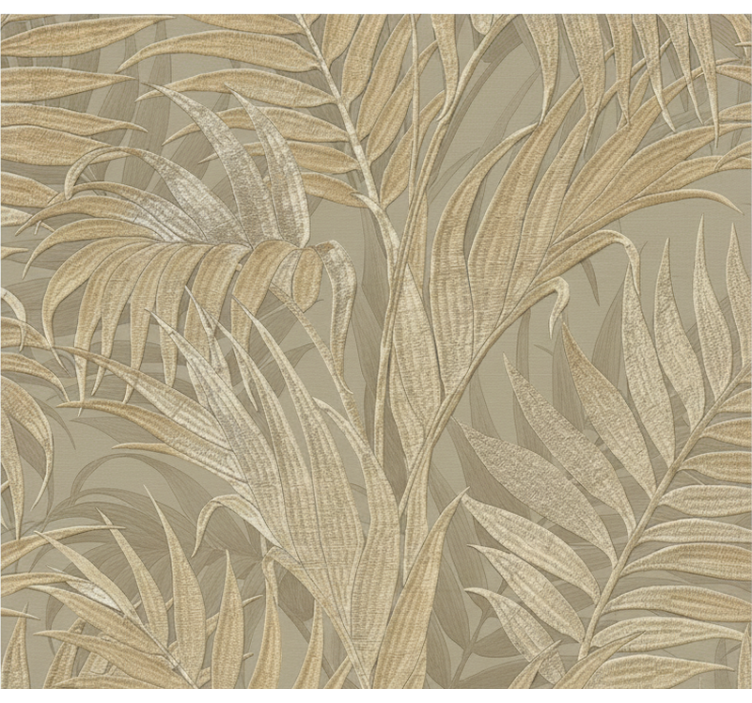 Leaves wallpaper in beige palm texture - TenStickers