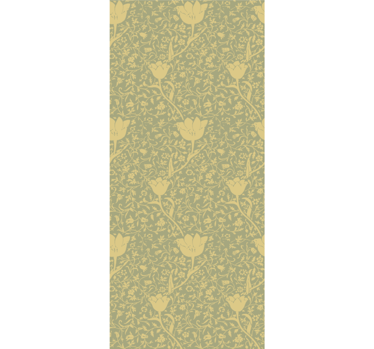 Nature wallpaper gold and green subtle floral design - TenStickers