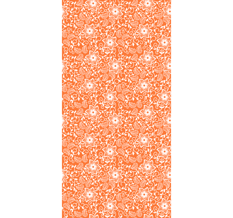 Flowers wallpaper paisley orange pattern - TenStickers