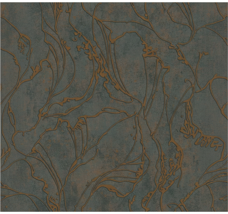 Living area wallpaper rustic copper floral design - TenStickers