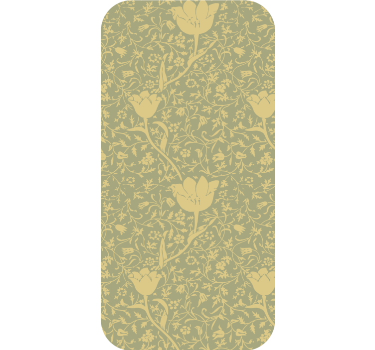Ornamental wallpaper in a gold and green floral design - TenStickers