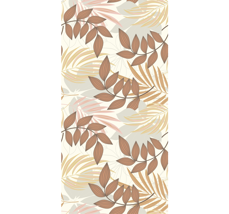 Leaves wallpaper in soft and warm colors - TenStickers
