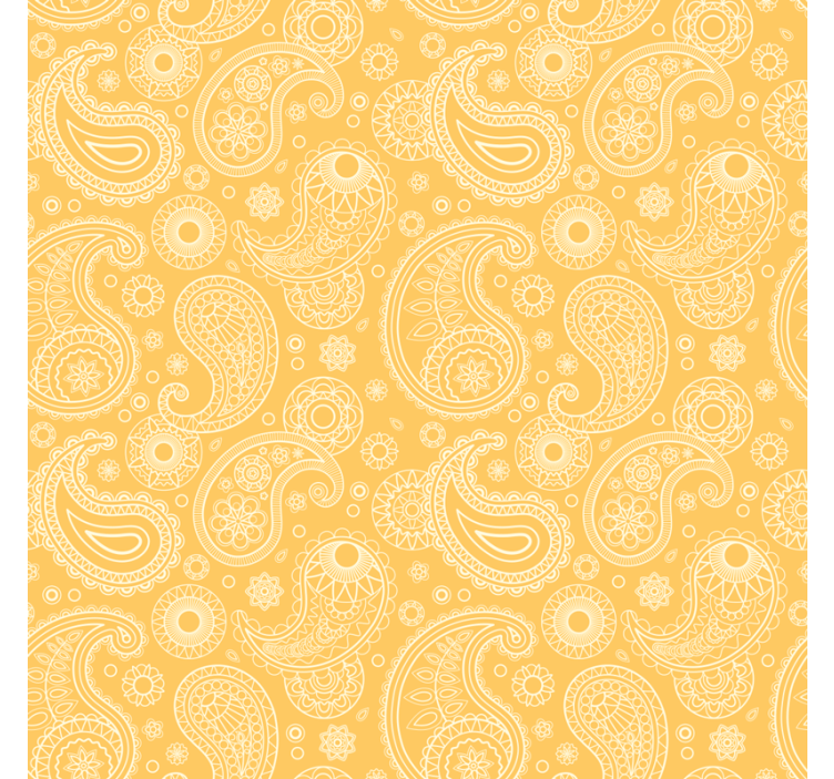 Living area wallpaper arabic yellow paisley - TenStickers