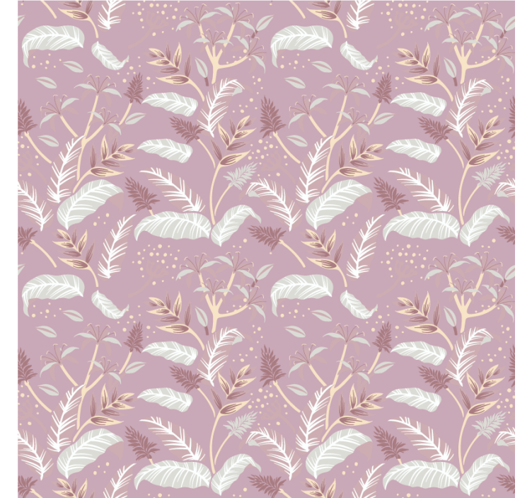 Botanical leaf pattern wall paper in bedroom - TenStickers