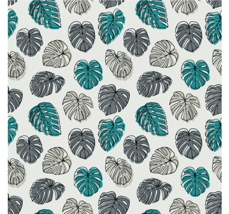 Monstera leaf pattern wall paper in bedroom - TenStickers