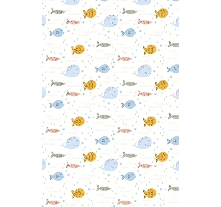 Animals wallpaper cartoon multicolor fish design - TenStickers