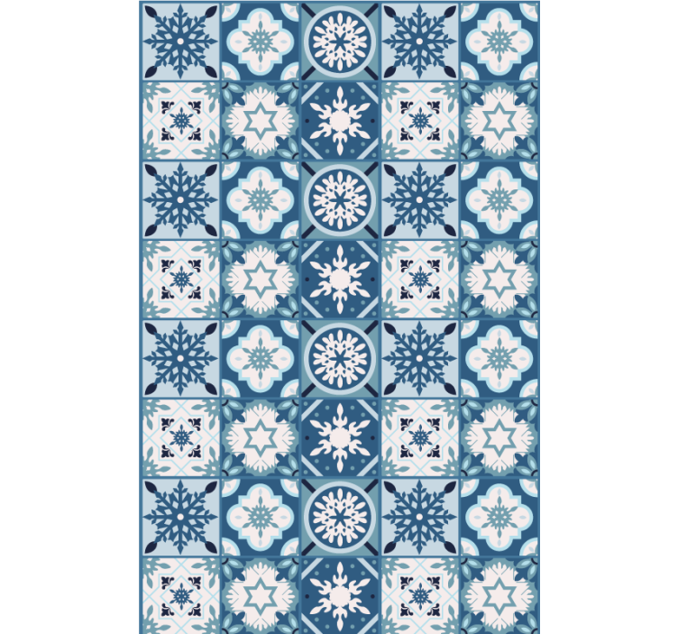 Holiday christmas wallpaper blue snowflake tiles - TenStickers