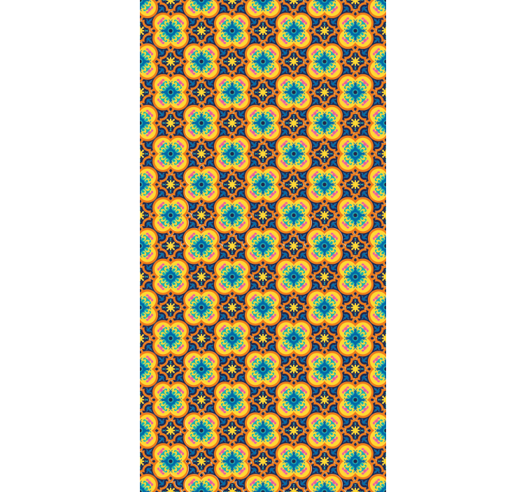 Textured wallpaper in yellow and blue boho pattern - TenStickers