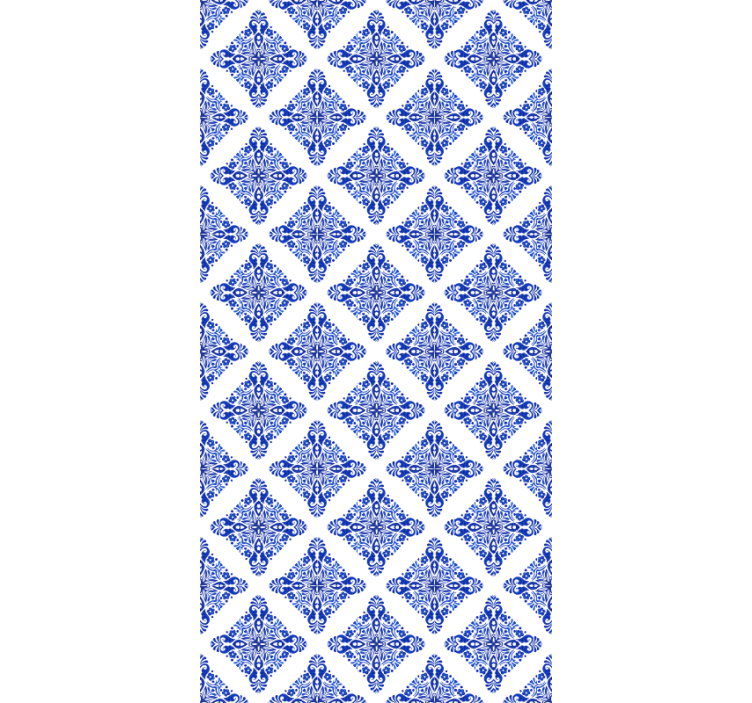 Patterned blue tile effect wallpaper - TenStickers