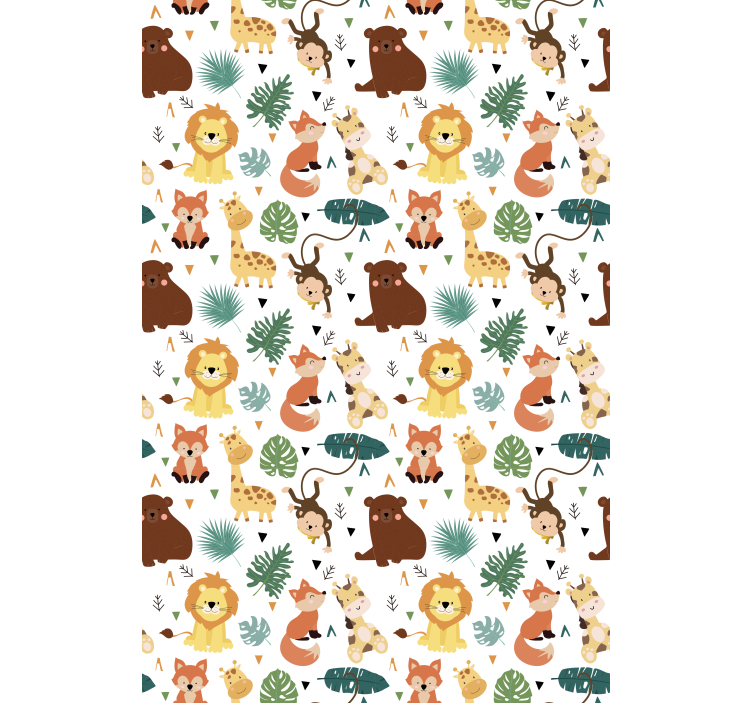 Wallpaper childrens room cute wild animals with leaves - TenStickers
