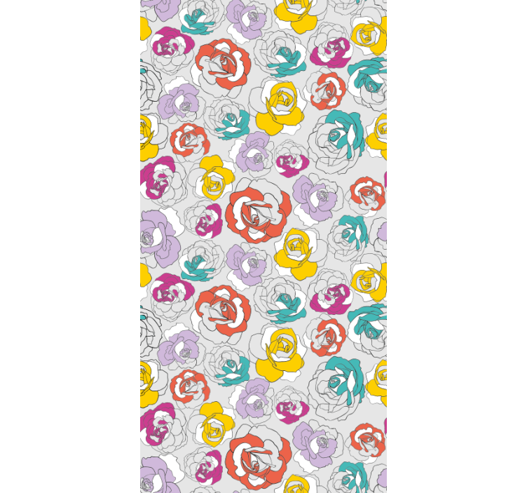 Hallway wallpaper with colorful rose design - TenStickers