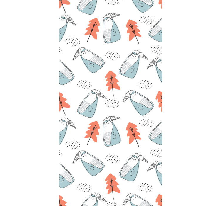 Nordic wallpaper cute minimalistic penguins with trees - TenStickers