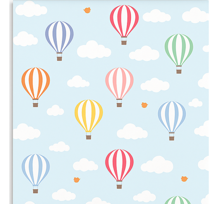 Nordic wallpaper pastel colored balloon ride - TenStickers