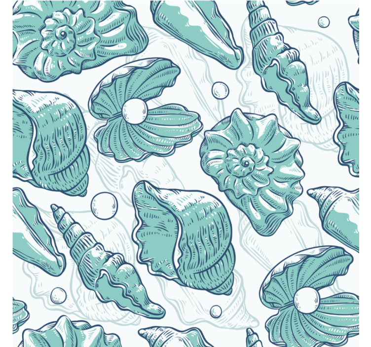 Retro wallpaper with marine life illustrations - TenStickers