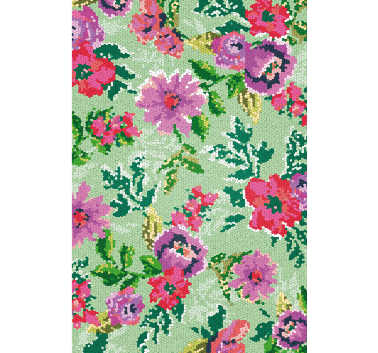 Flowers wallpaper mosaic floral design - TenStickers