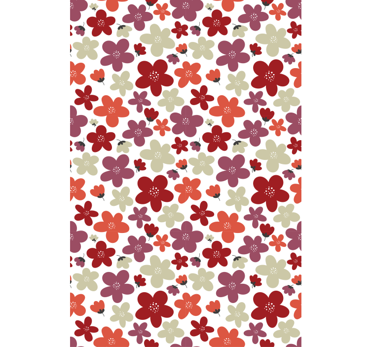 Wallpaper office red abstract floral pattern - TenStickers