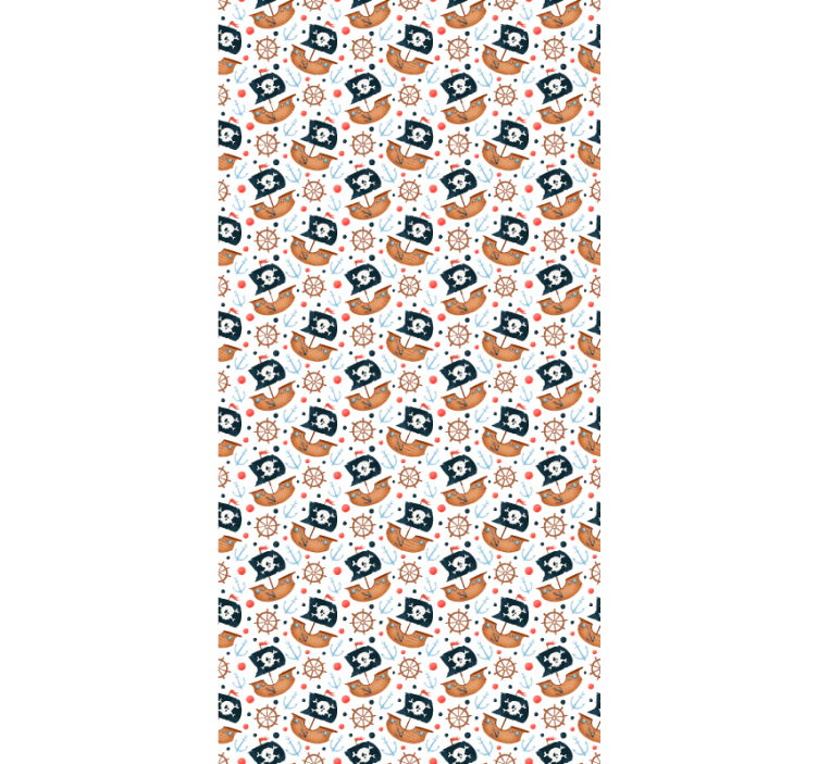 Contemporary wallpaper cute cartoon pirate ship pattern - TenStickers