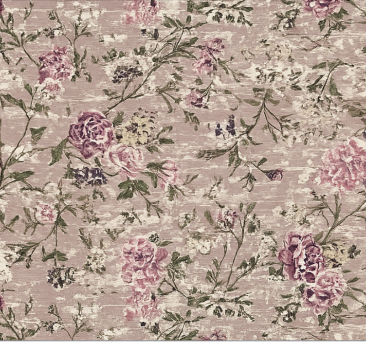 Living area wallpaper vintage floral purple - TenStickers