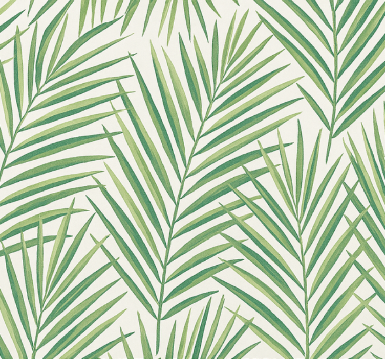Living area wallpaper tropical thin green leaves - TenStickers