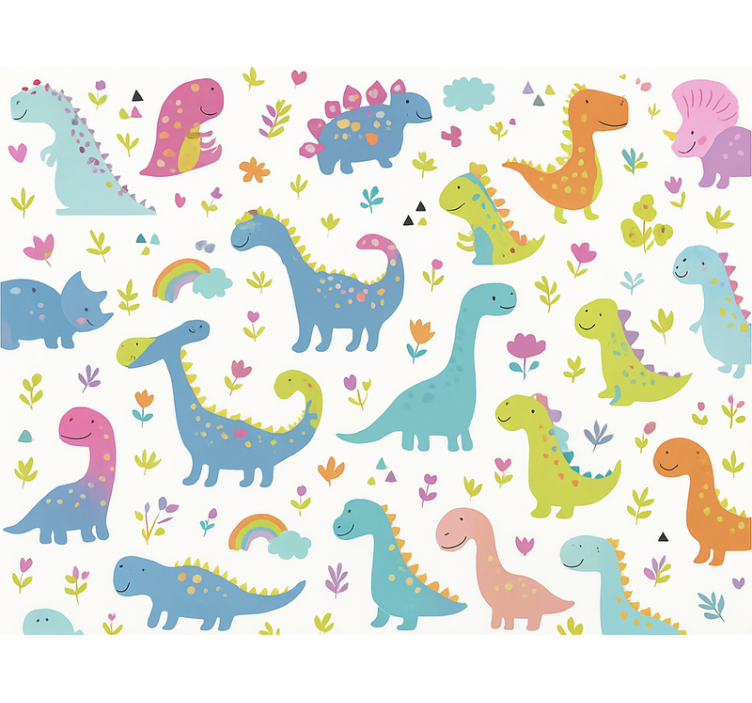 Wallpaper childrens room colorful dinosaur - TenStickers