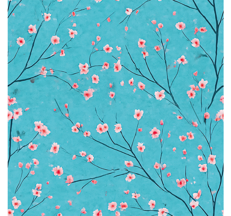 Flowers wallpaper teal cherry blossoms - TenStickers