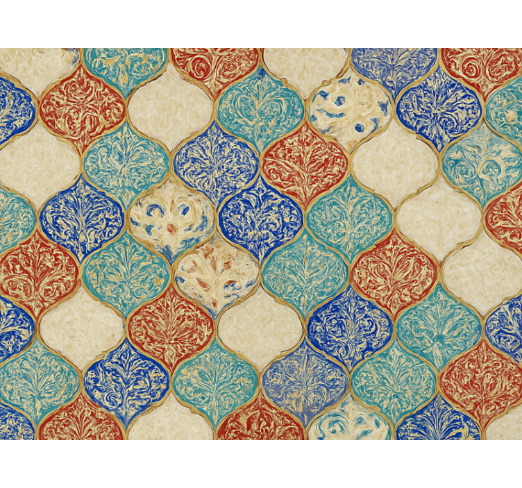 Living area wallpaper in vibrant moroccan design - TenStickers