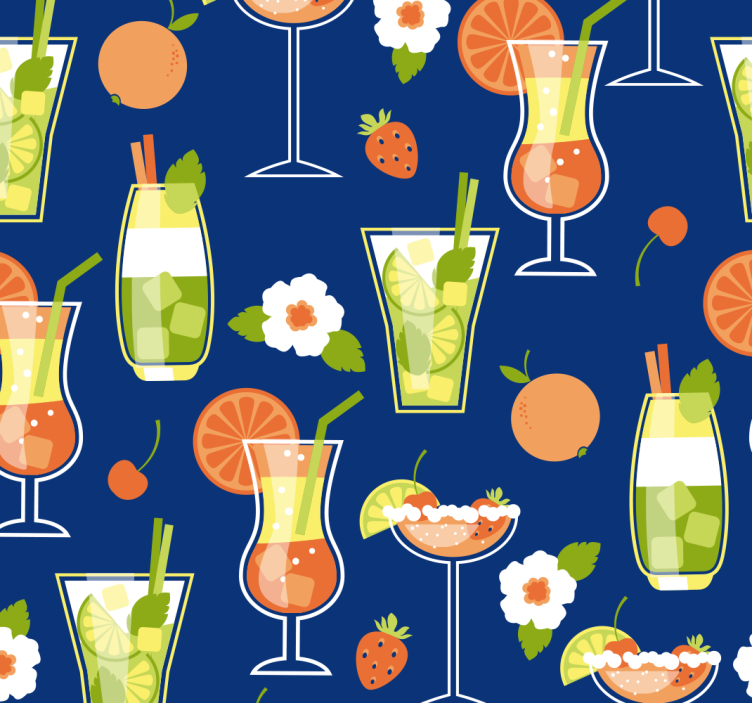 Cocktail Motifs art wallpaper - TenStickers