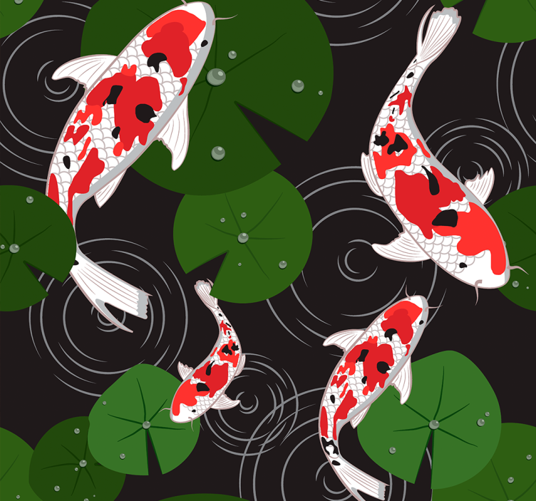 Animal Wallpaper oriental carps - TenStickers