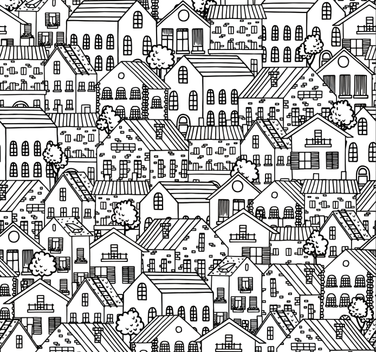 Urban Doodle Townscape city wallpaper - TenStickers
