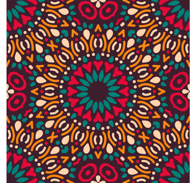 Colorful Mandala Pattern floral wallpaper - TenStickers