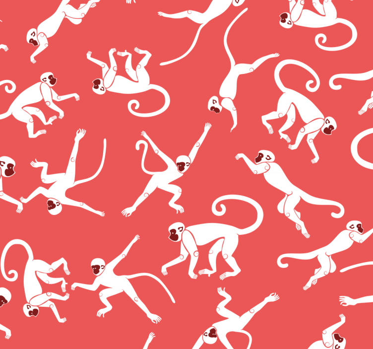 Red monkeys pattern animals wallpaper - TenStickers