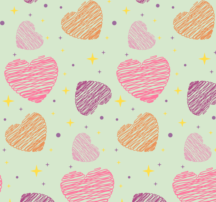 Pink hearts Childrens Wallpaper - TenStickers