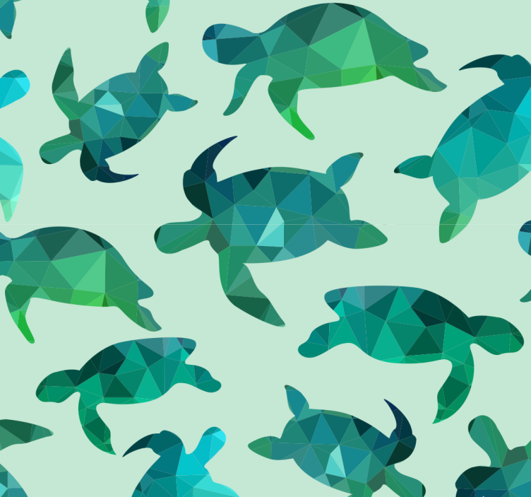 Turtle Pattern fishes wallpaper - TenStickers
