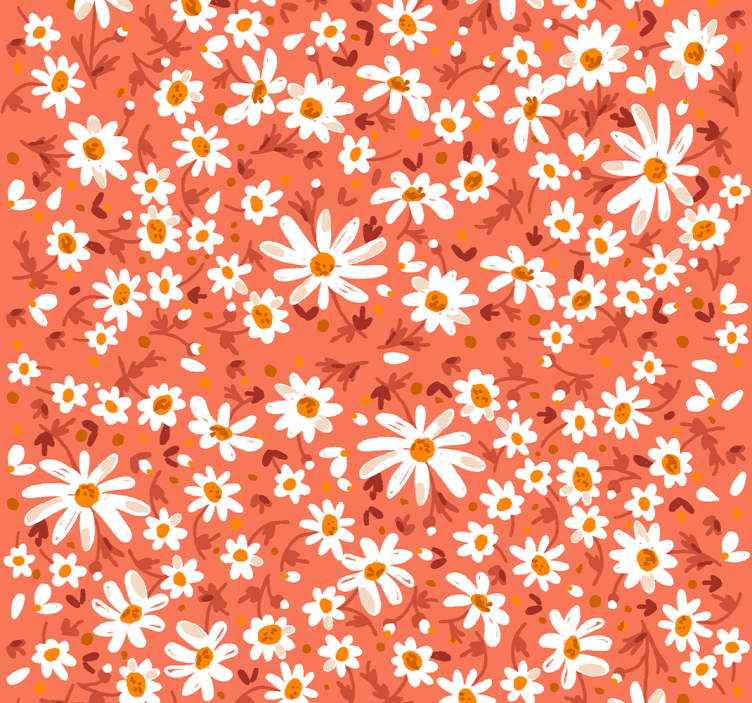 Daisies on brown background flowers wallpaper - TenStickers