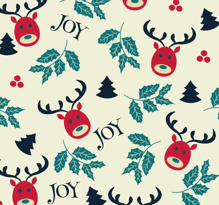 Joy and reindeer  Living Room Wallpaper - TenStickers
