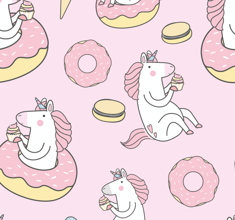 wallpaper pink unicorn Childrens Wallpaper - TenStickers