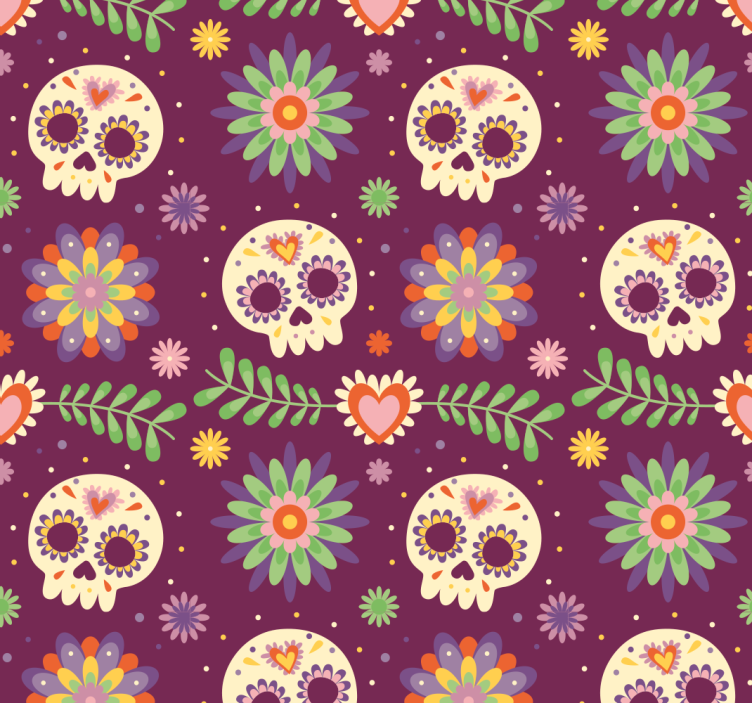 Bedroom aztec skulls Art Wallpaper - TenStickers