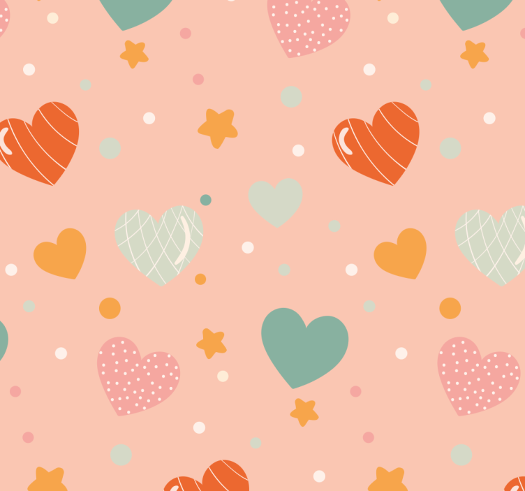 Hearts and stars pattern nursery room wallpaper - TenStickers