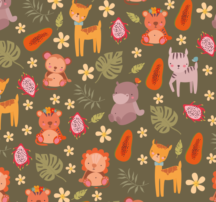 Drawing of animal heads Animal Wallpaper - TenStickers