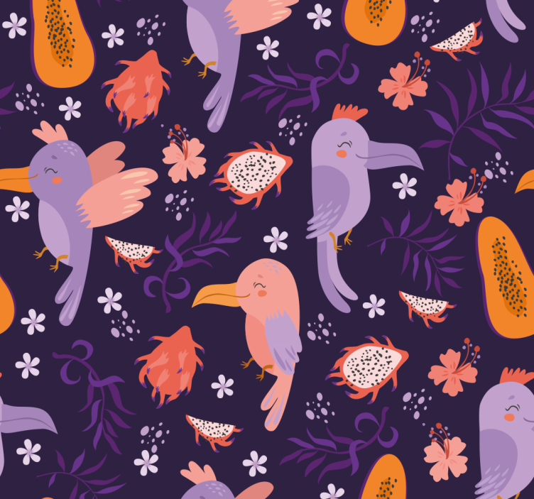 Tropical Bird Pattern animals wallpaper - TenStickers