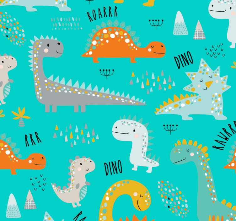 Dinosaurs with roar text  Nursery wallpaper - TenStickers