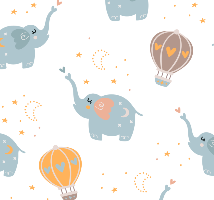 Cute elephants for kids children wallpaper - TenStickers