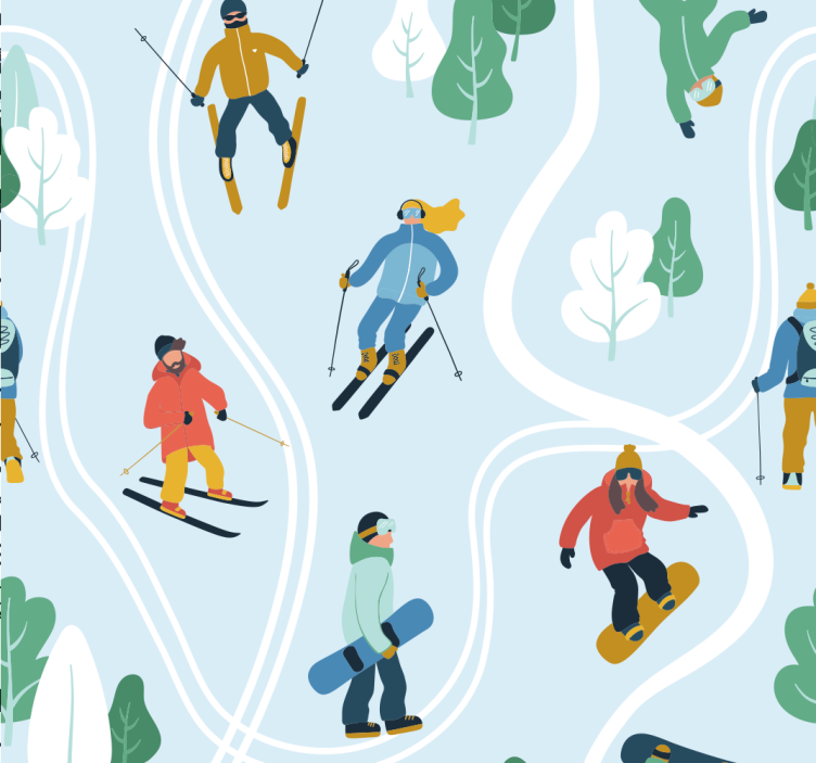 Playful Winter Sports nursery room wallpaper - TenStickers