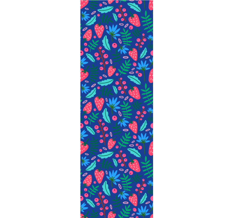 Strawberry pattern on blue background  wallpaper - TenStickers