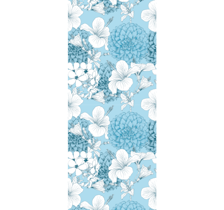 Floral Sketch Motif flowers wallpaper - TenStickers