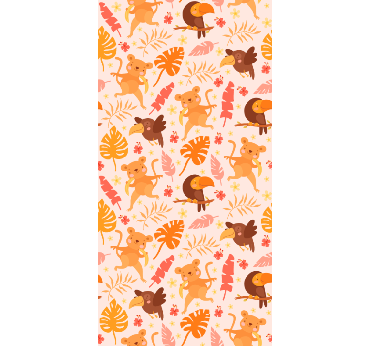 Birds monkeys and plants Jungle wallpaper - TenStickers
